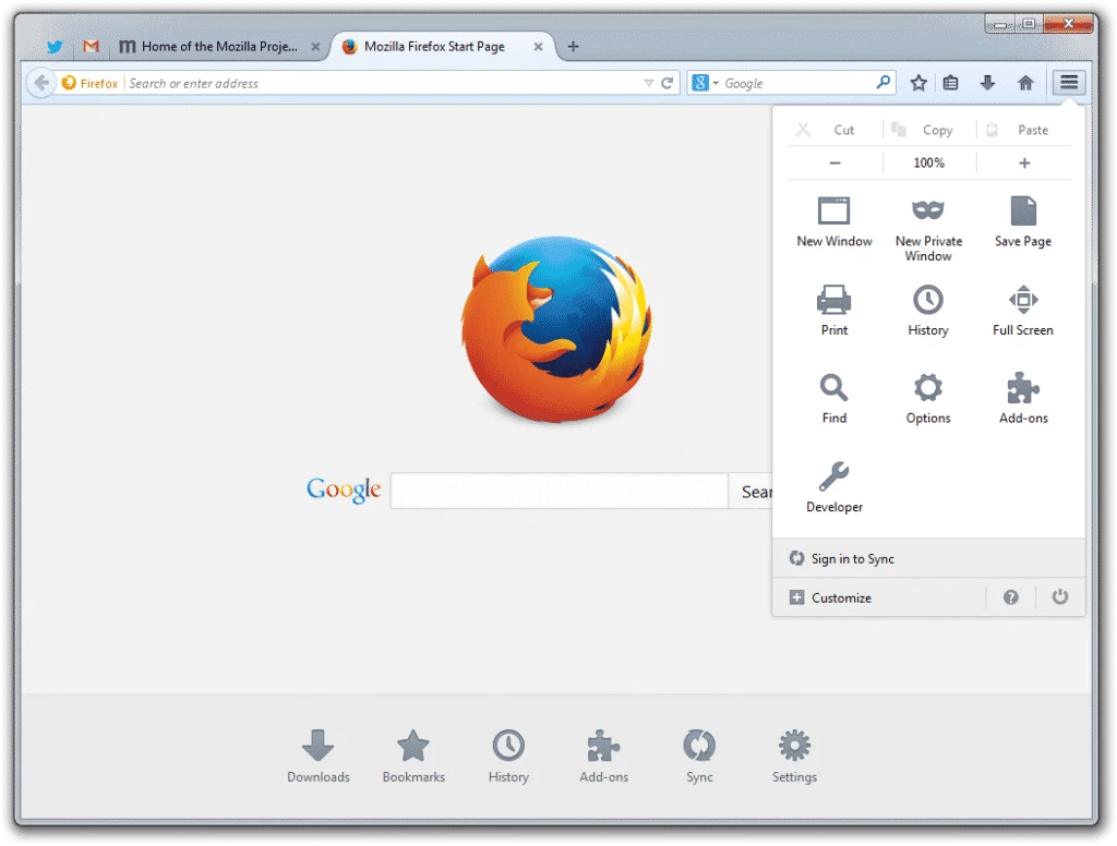 Mozilla Firefox — skærmbillede 3